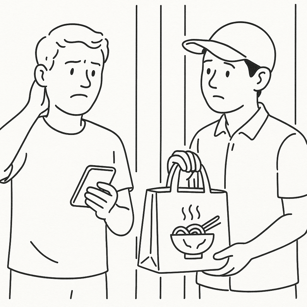 Restaurant ordering confusion illustration